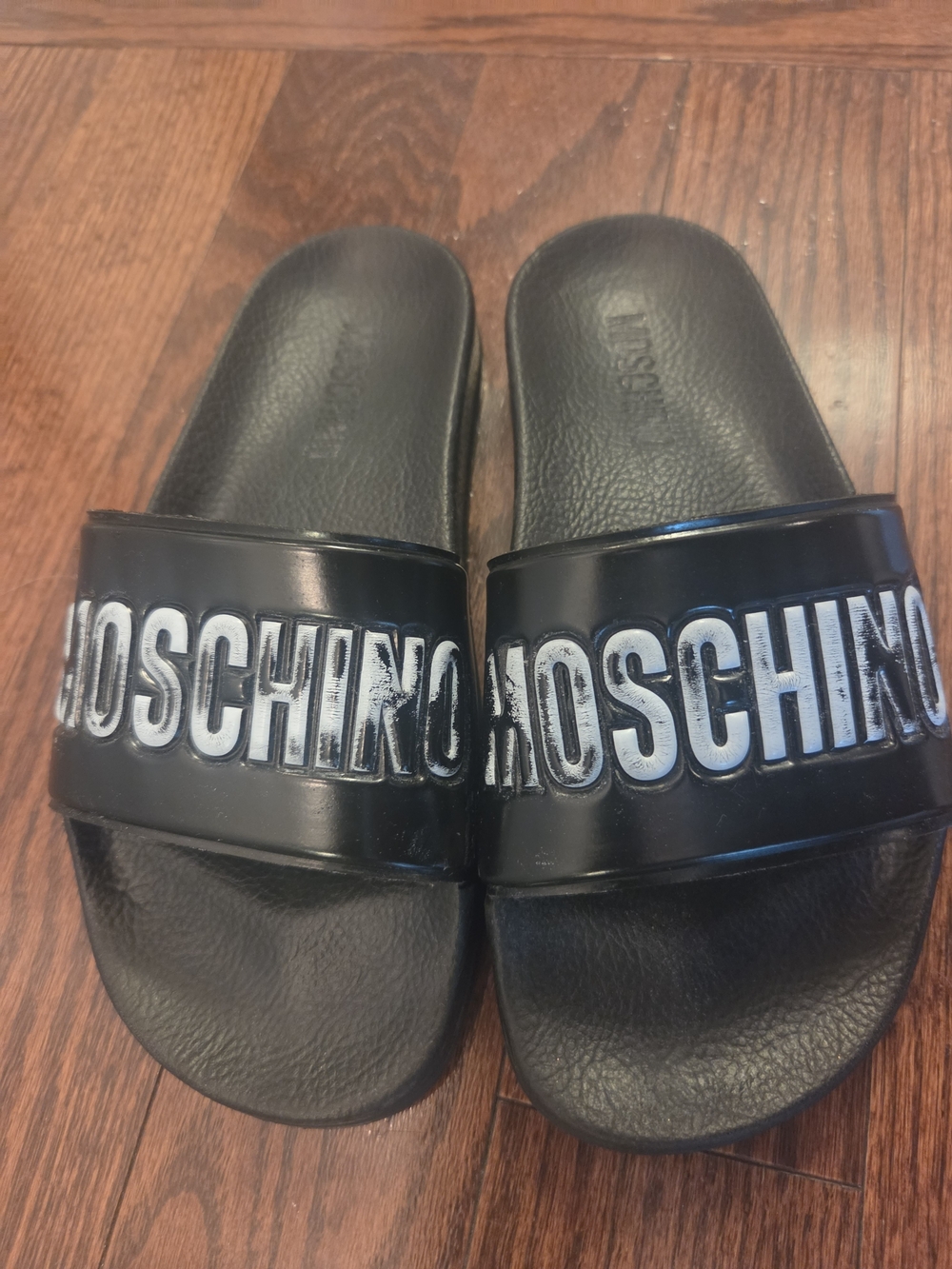 Moschino Black Logo Slide Sandals